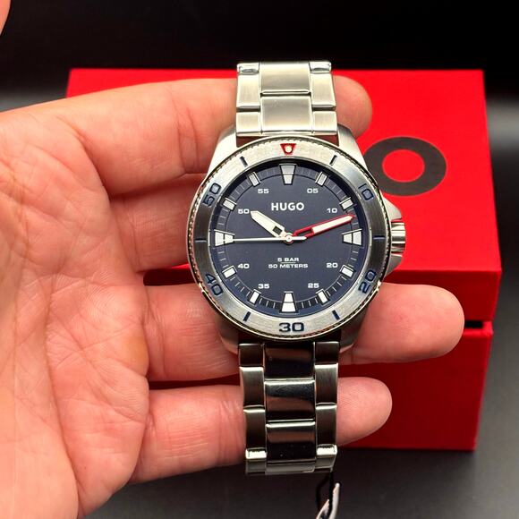 HUGO Mens 1530224 Stainless Steel Blue Dial Street Diver Style Quartz Watch 50m - Picture 14 of 17